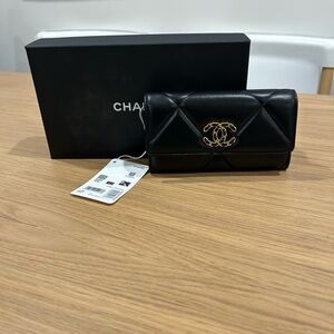 Chanel 19 Black Quilted Leather Wallet